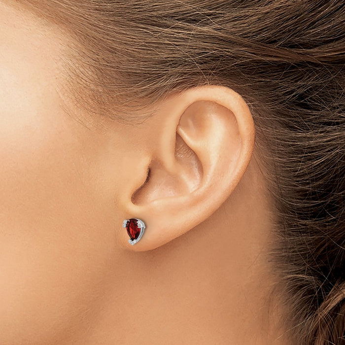 Shop Exclusive 14K White Gold Pear-Shaped Garnet Diamond Earrings - Stylish Value-3