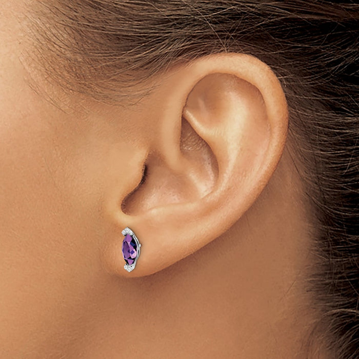 Buy Exclusive 14K White Gold Amethyst & Diamond Earrings - Stylish Design, Value!-3