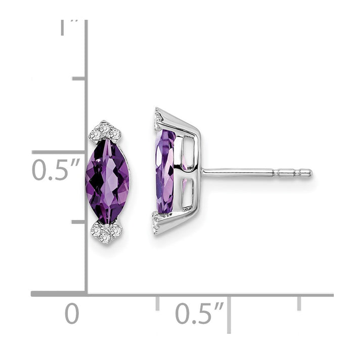 Buy Exclusive 14K White Gold Amethyst & Diamond Earrings - Stylish Design, Value!-4