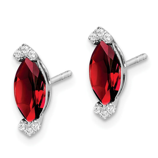 High-Quality 14K White Gold Garnet & Diamond Earrings - Stylish Luxury Value