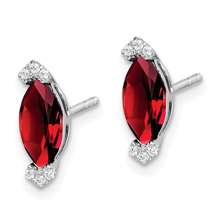 High-Quality 14K White Gold Garnet & Diamond Earrings - Stylish Luxury Value-2