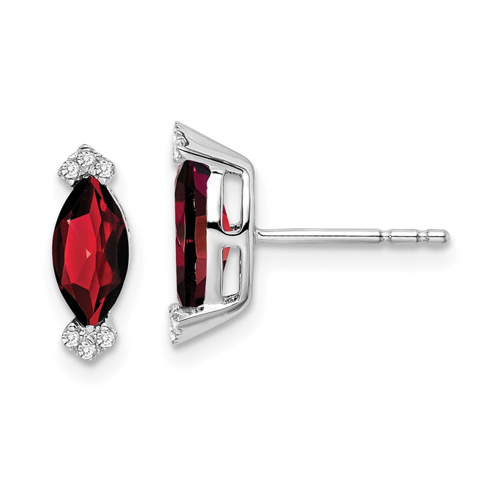 High-Quality 14K White Gold Garnet & Diamond Earrings - Stylish Luxury Value-1