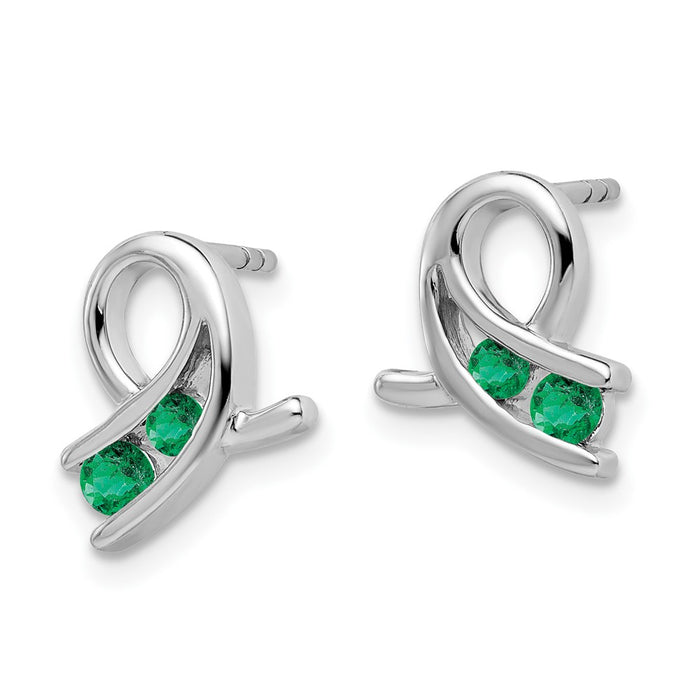 Shop Stylish 14K White Gold Emerald-Enhanced Earrings | Luxury Design, Value Price-2
