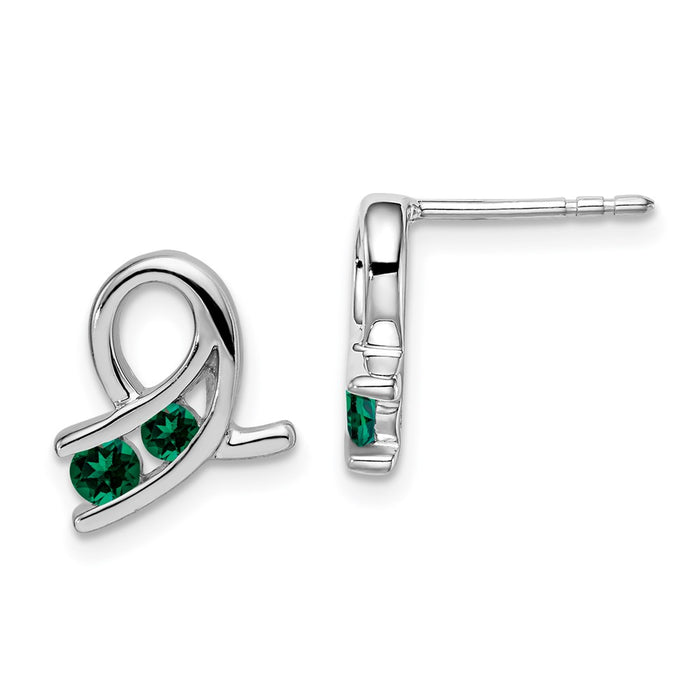 Shop Stylish 14K White Gold Emerald-Enhanced Earrings | Luxury Design, Value Price-1