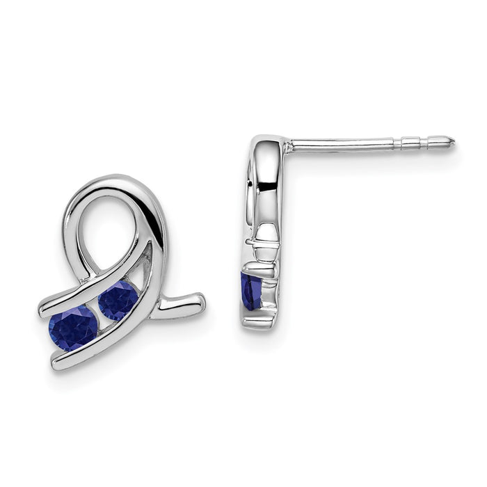 Shop Stylish 14K White Gold Synthetic Sapphire Earrings - Affordable Luxury-1