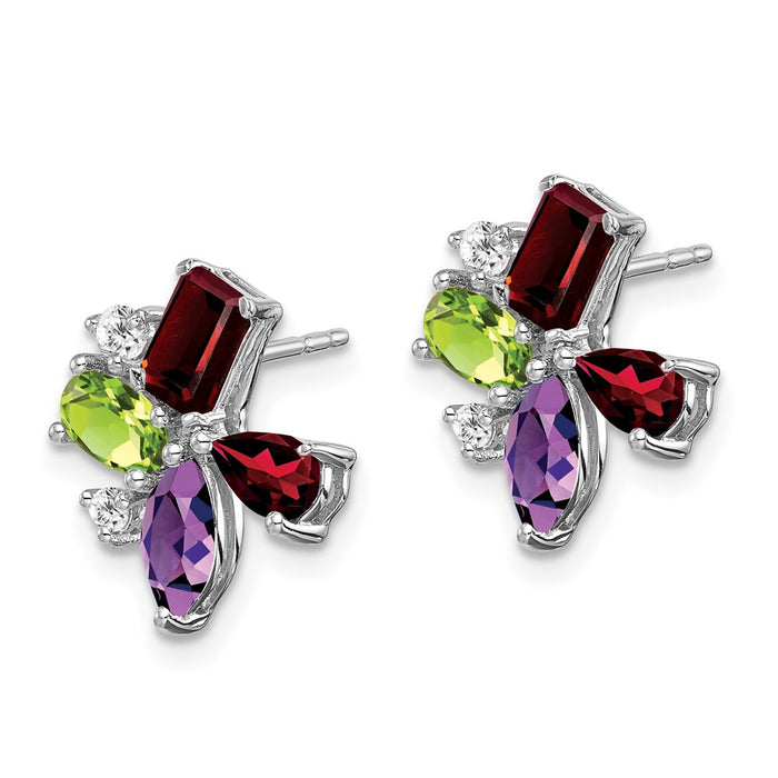 Buy Stylish 14K White Gold Earrings with Amethyst, Peridot & Diamonds-2