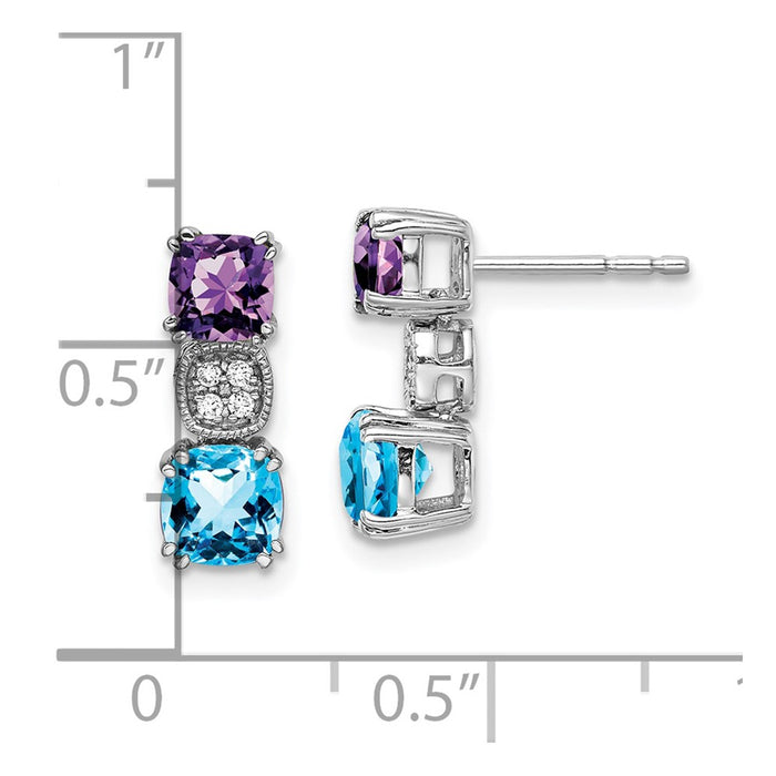 Shop Stylish 14K White Gold Earrings with Amethyst & Blue Topaz - Luxury Value-4