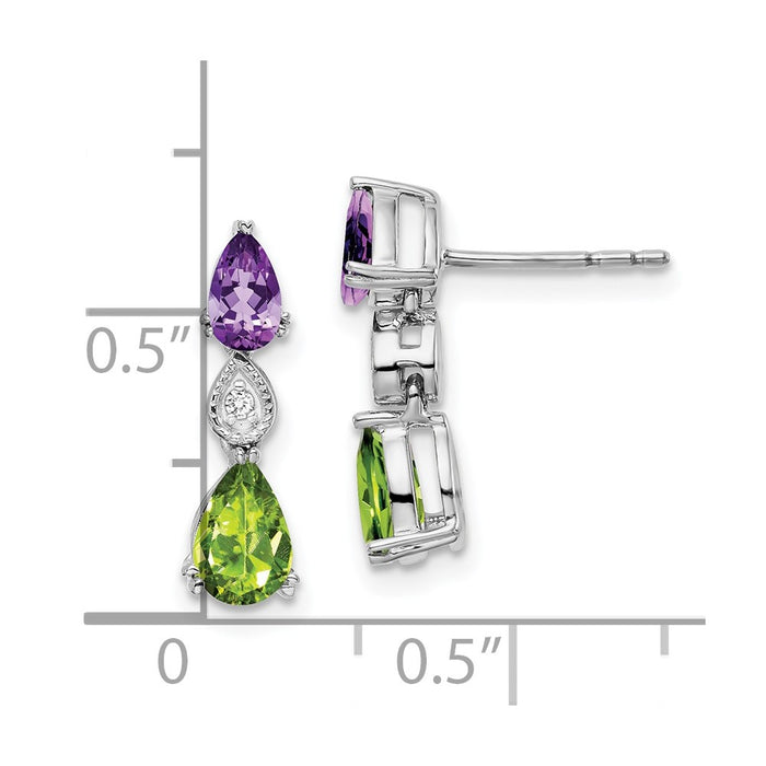 Exclusive 14K White Gold Amethyst, Peridot & Diamond Earrings - Luxury Style-4