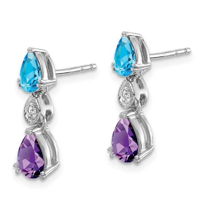 Buy Exclusive 14K White Gold Earrings with Blue Topaz & Amethyst Accents-2
