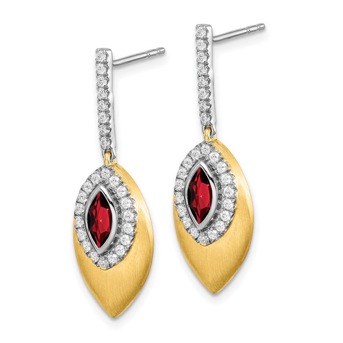 Exclusive 14K Two-Tone Garnet & Diamond Drop Earrings - Stylish Luxury Value!-2