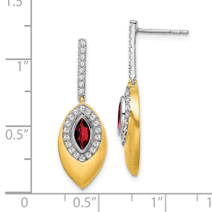Exclusive 14K Two-Tone Garnet & Diamond Drop Earrings - Stylish Luxury Value!-4