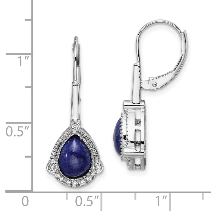 Shop Stylish 14K White Gold Leverback Earrings with Lapis & Diamond Accents-4
