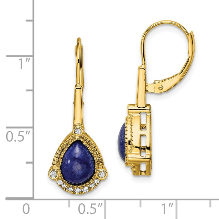 Buy Exclusive 14K Gold Pear-Shaped Lapis & Diamond Earrings - Stylish Value!-4