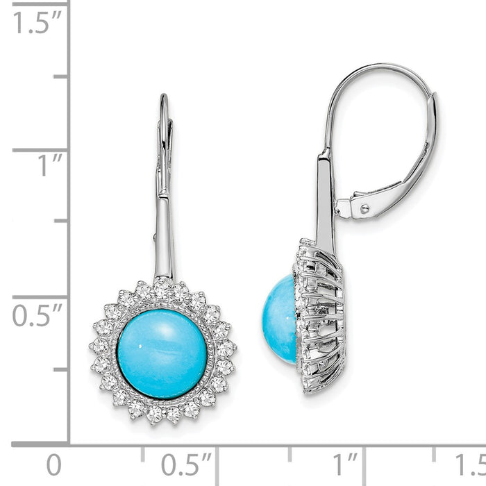 Buy Exclusive 14K White Gold Turquoise & Diamond Leverback Earrings - Stylish Design-4