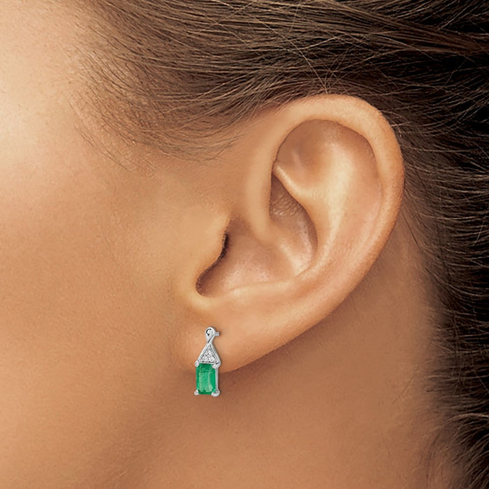Shop Exclusive 14K White Gold Emerald & Diamond Drop Earrings - Stylish Value-3