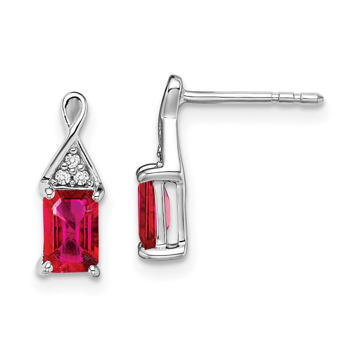 Exclusive 14K White Gold Ruby & Diamond Earrings - Stylish & Affordable!-1