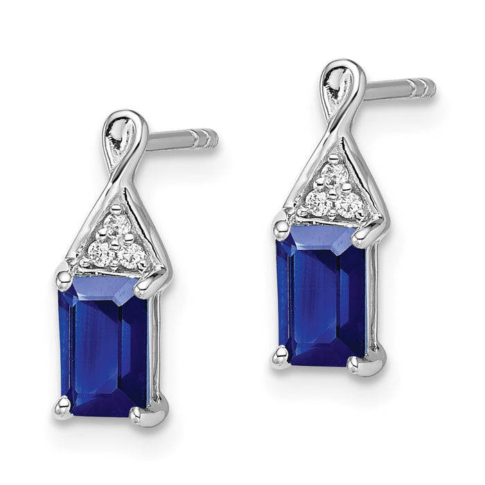 Buy Stylish 14K White Gold Sapphire & Diamond Earrings - Luxury Design, Affordable Price-2