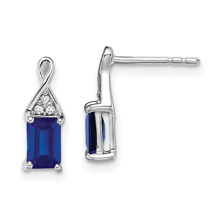 Buy Stylish 14K White Gold Sapphire & Diamond Earrings - Luxury Design, Affordable Price-1