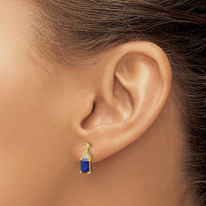 Shop Stylish 14K Gold Sapphire and Diamond Earrings - 1.5" Luxury Design-3