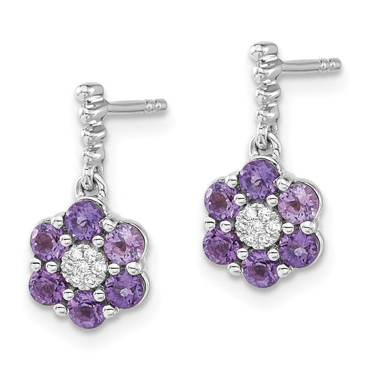 Shop Exclusive 14K White Gold Amethyst & Diamond Earrings - Stylish Luxury Value