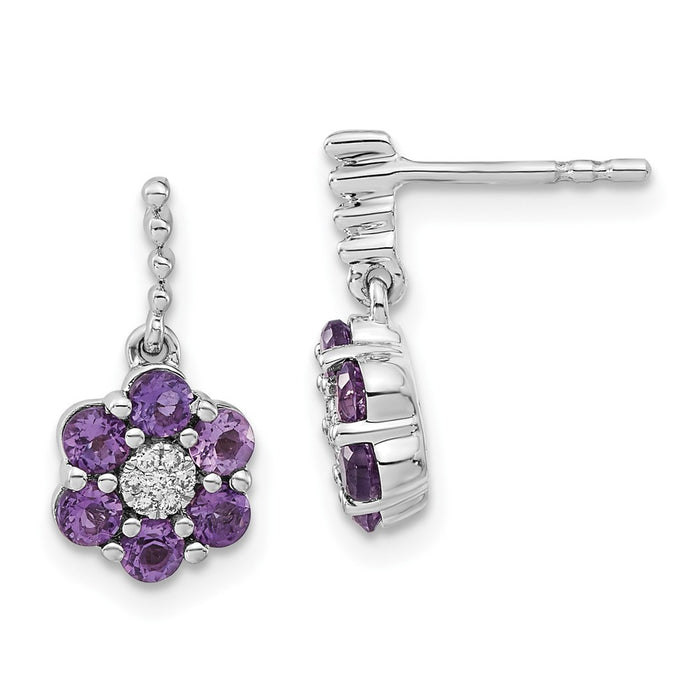 Shop Exclusive 14K White Gold Amethyst & Diamond Earrings - Stylish Luxury Value-1