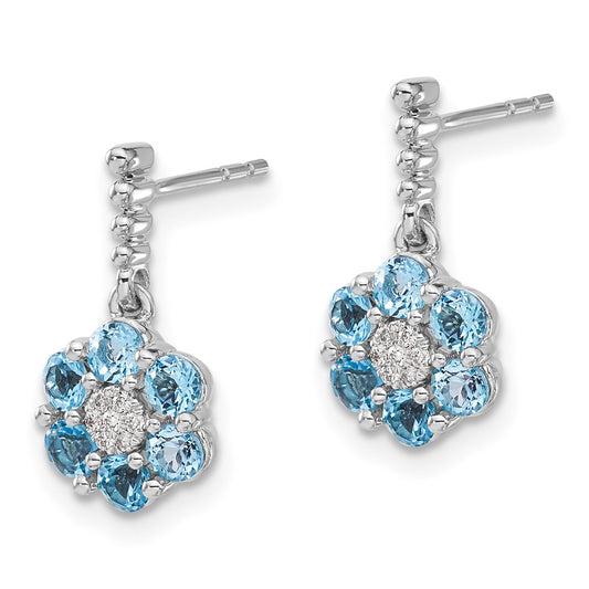 Buy Stylish 14K White Gold Blue Topaz & Diamond Earrings - Luxury Value!