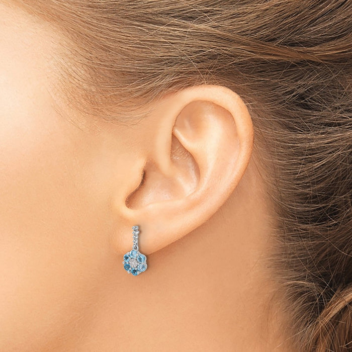 Buy Stylish 14K White Gold Blue Topaz & Diamond Earrings - Luxury Value!-3