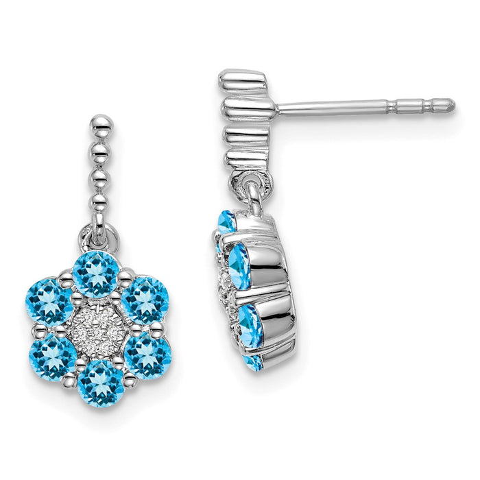 Buy Stylish 14K White Gold Blue Topaz & Diamond Earrings - Luxury Value!-1