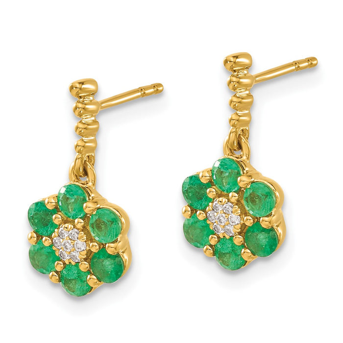 Shop Exclusive 14K Gold Emerald & Diamond Earrings - Stylish Luxury Value!-2