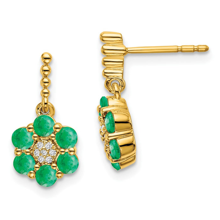 Shop Exclusive 14K Gold Emerald & Diamond Earrings - Stylish Luxury Value!-1