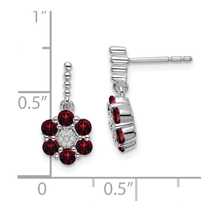 High-Quality 14K White Gold Garnet & Diamond Earrings - Stylish Luxury Value-4