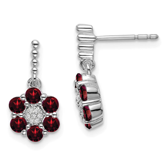 High-Quality 14K White Gold Garnet & Diamond Earrings - Stylish Luxury Value