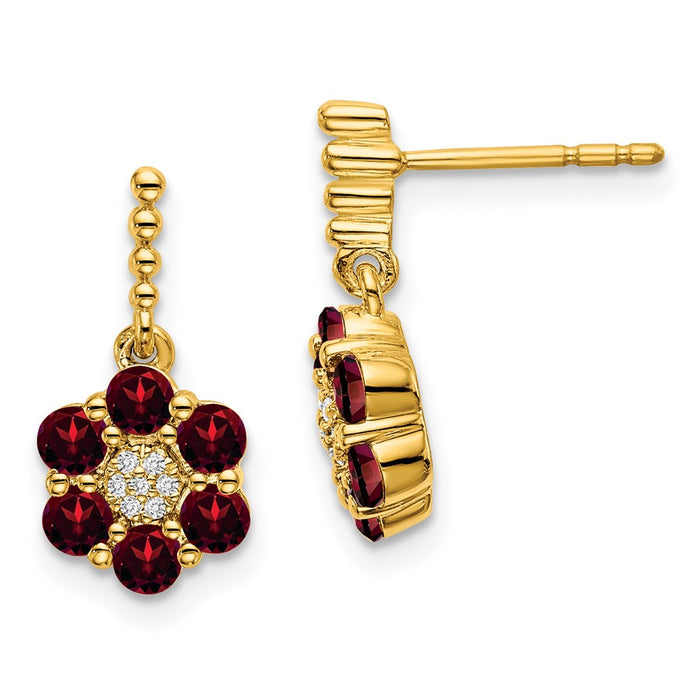 High-Quality 14K Gold Garnet & Diamond Earrings - Stylish Luxury at Great Value-1