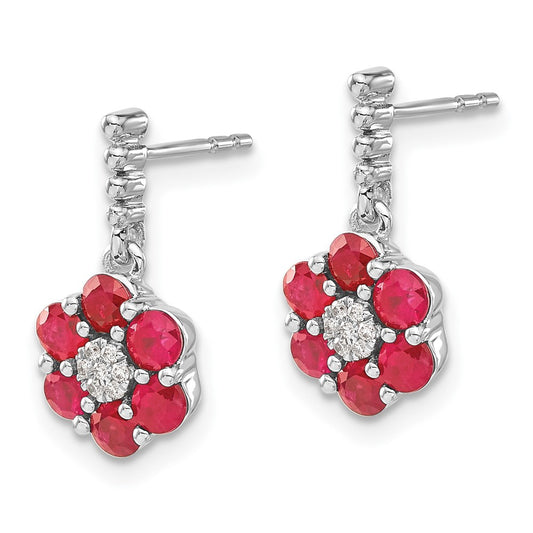 Shop Stylish 14K White Gold Ruby & Diamond Earrings - Luxury Design, 1.5" Long