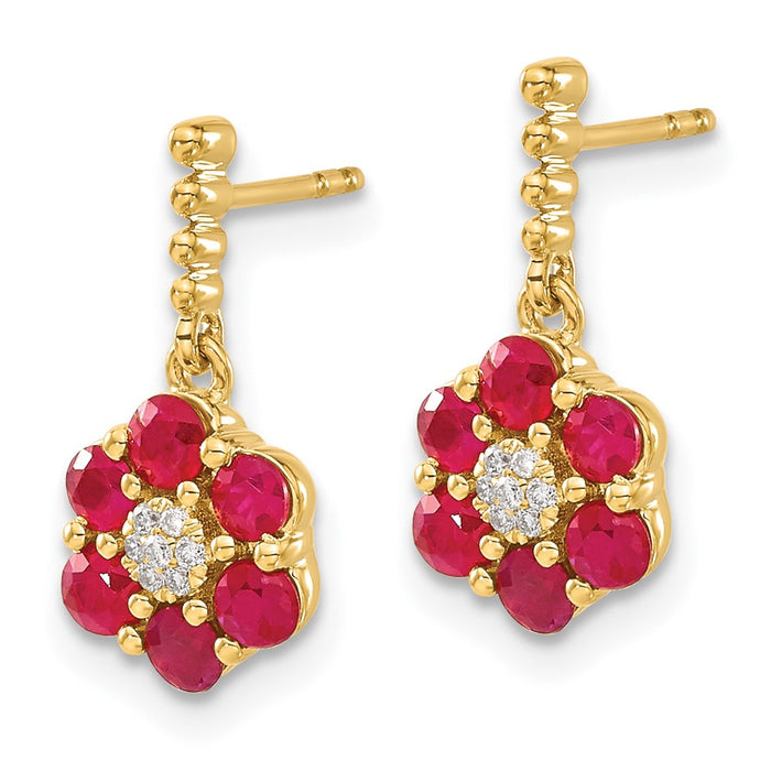 Exclusive 14K Gold Ruby & Diamond Earrings - Stylish Luxury at Affordable Price-2