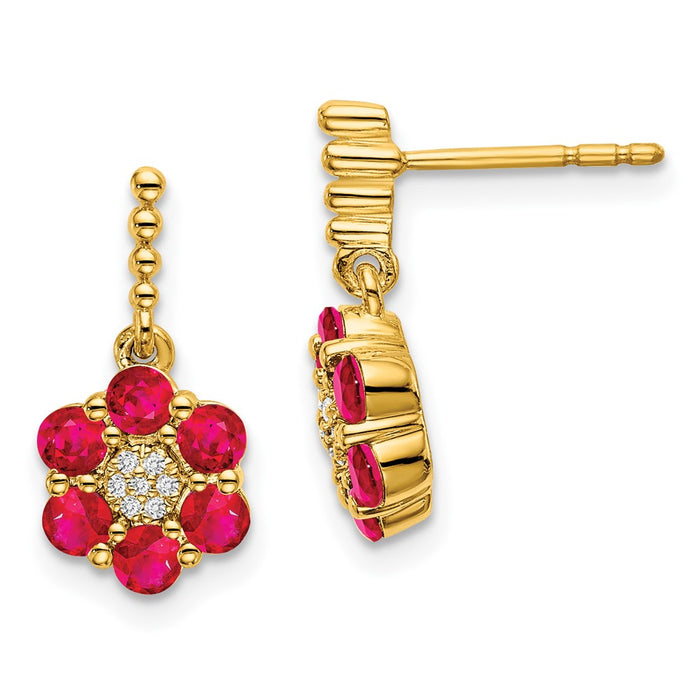 Exclusive 14K Gold Ruby & Diamond Earrings - Stylish Luxury at Affordable Price-1