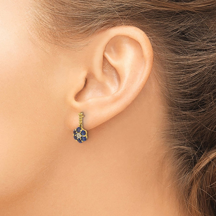 Shop Exclusive 14K Gold Sapphire & Diamond Earrings - Stylish Luxury Value-3