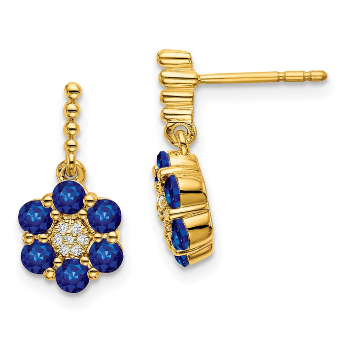 Shop Exclusive 14K Gold Sapphire & Diamond Earrings - Stylish Luxury Value-1