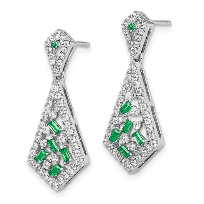 Shop Exclusive 14K White Gold Emerald & Diamond Earrings - Stylish Luxury Value-2