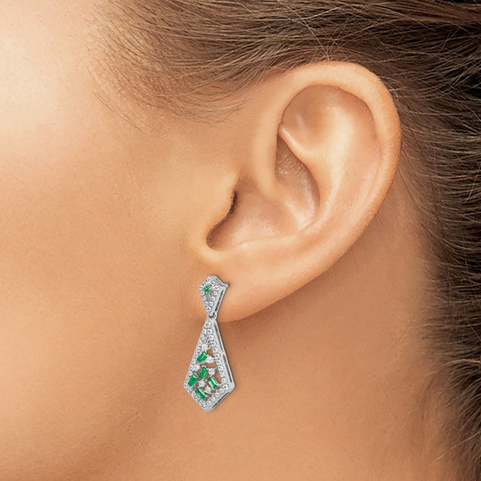 Shop Exclusive 14K White Gold Emerald & Diamond Earrings - Stylish Luxury Value-3