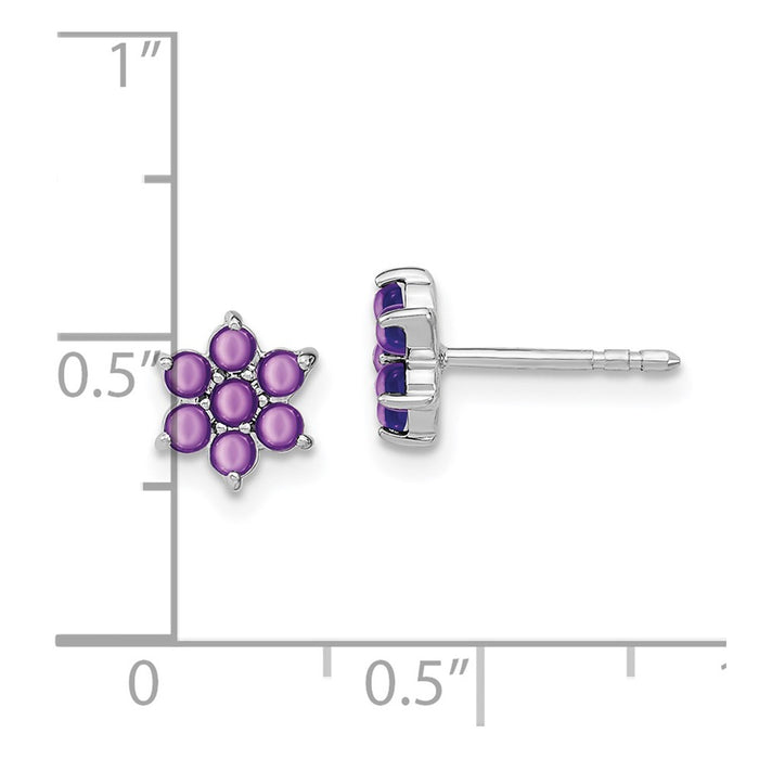 Shop 14K White Gold Floral Amethyst Stud Earrings - Stylish & Affordable Luxury-4