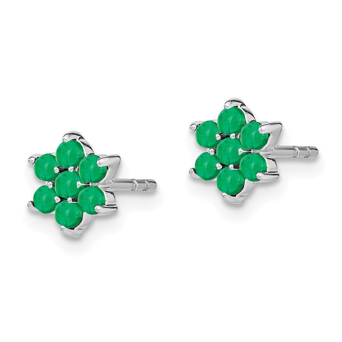 Shop 14K White Gold Emerald Blossom Stud Earrings - Stylish & Affordable Luxury-2