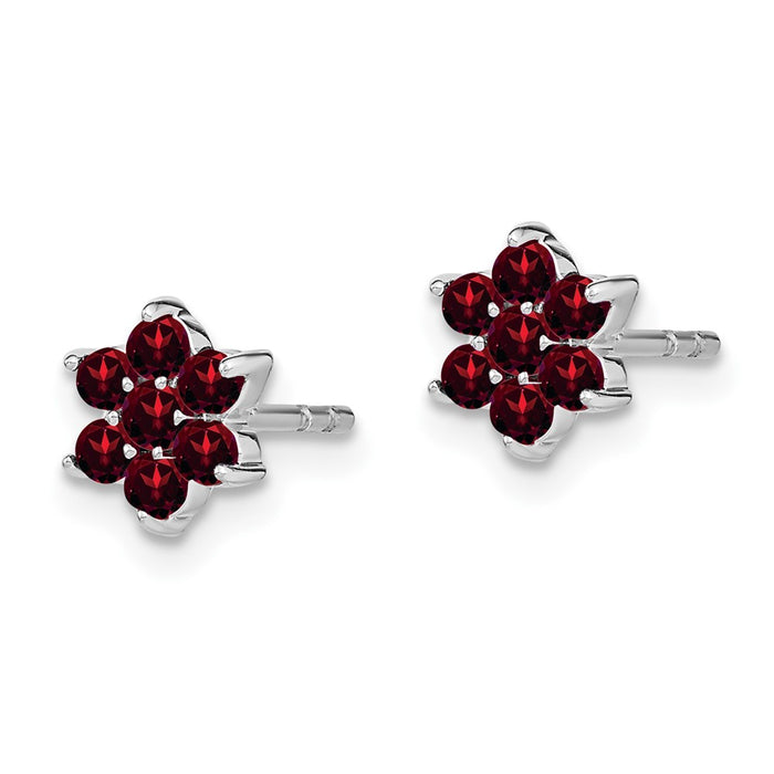 Buy Exclusive 14K White Gold Floral Garnet Stud Earrings - Stylish Value!-2