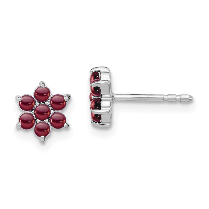 Buy Exclusive 14K White Gold Floral Garnet Stud Earrings - Stylish Value!-1