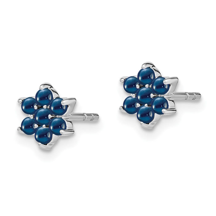 High-Quality 14K White Gold Floral Sapphire Stud Earrings - Stylish & Affordable!-2