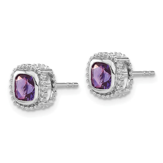 Buy Exclusive 14K White Gold Cushion-Cut Amethyst Earrings | Stylish Value
