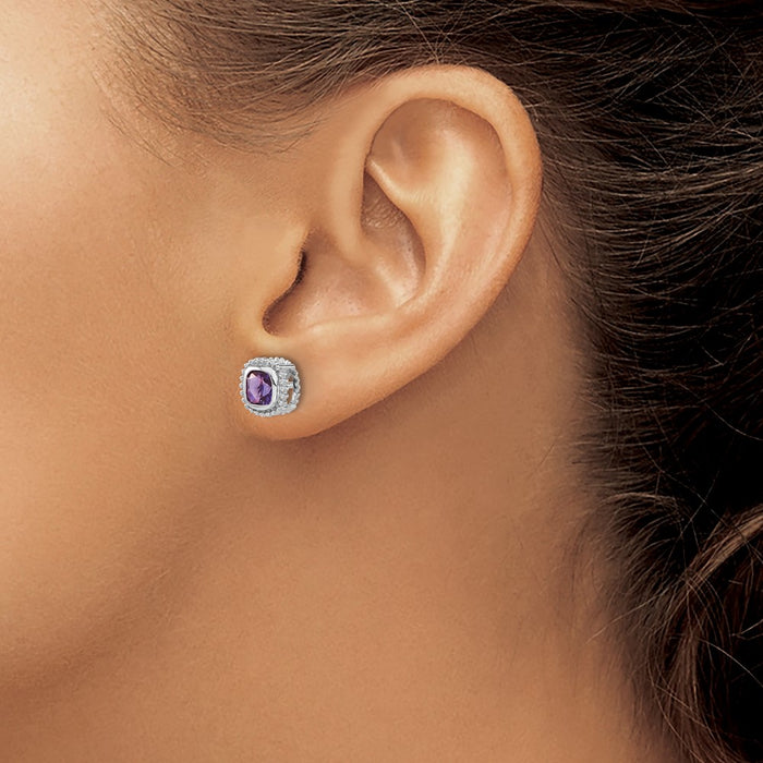 Buy Exclusive 14K White Gold Cushion-Cut Amethyst Earrings | Stylish Value-3