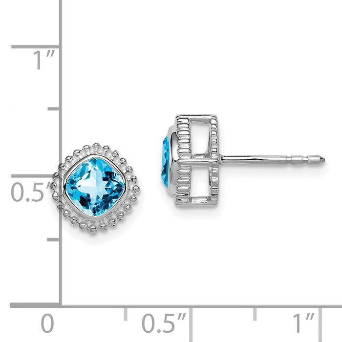 Buy Stylish 14K White Gold Cushion-Cut Blue Topaz Earrings - Luxury Value!-4