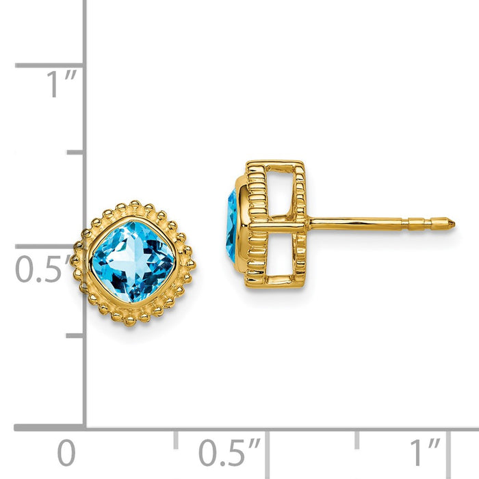 Shop 14K Gold Cushion-Cut Blue Topaz Earrings - Stylish & Affordable Luxury!-4