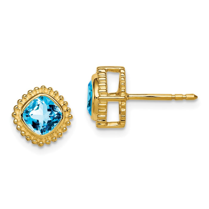 Shop 14K Gold Cushion-Cut Blue Topaz Earrings - Stylish & Affordable Luxury!-1
